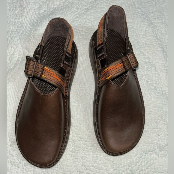 Chaco Men's Brown Slip-On Shoes with Orange Accents - Picture 3 of 12